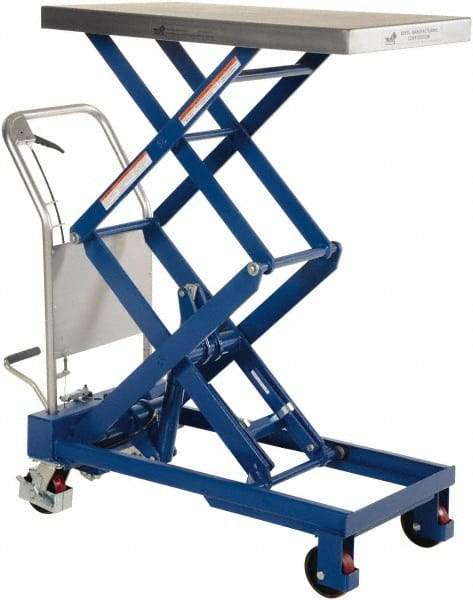 Vestil - 2,000 Lb Capacity Hydraulic Scissor Elevating Cart - 15" Lift Height, 40" Platform Length x 20" Platform Width - Eagle Tool & Supply