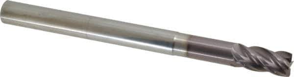 SGS - 1/2", 4 Flute, Single End, Solid Carbide, 0.03" Corner Radius End Mill - 6" OAL, Right Hand Flute, 1" LOC, Right Hand Cut, 2-1/4" Extended Reach - Eagle Tool & Supply