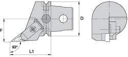 Kennametal - Left Hand Cut, Size KM63, V.. Insert Compatiblity, External Modular Turning & Profiling Cutting Unit Head - 43mm Ctr to Cutting Edge, 60mm Head Length, Through Coolant, Series Top Notch - Eagle Tool & Supply