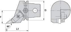 Kennametal - Left Hand Cut, Size KM63, V.. Insert Compatiblity, External Modular Turning & Profiling Cutting Unit Head - 43mm Ctr to Cutting Edge, 60mm Head Length, Through Coolant, Series Top Notch - Eagle Tool & Supply