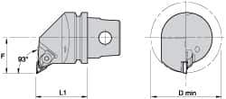 Kennametal - Right Hand Cut, Size KM32, KC..110304L08/NP..51L Insert Compatiblity, Internal Modular Turning & Profiling Cutting Unit Head - 22mm Ctr to Cutting Edge, 35mm Head Length, Through Coolant, Series Top Notch - Eagle Tool & Supply