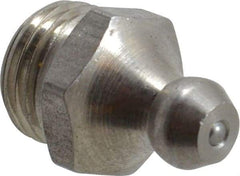 PRO-LUBE - Straight Head Angle, M10x1.0 Metric Stainless Steel Standard Grease Fitting - 11mm Hex - Eagle Tool & Supply