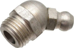 PRO-LUBE - 45° Head Angle, M10x1.0 Metric Stainless Steel Standard Grease Fitting - 11mm Hex - Eagle Tool & Supply