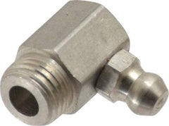 PRO-LUBE - 90° Head Angle, M10x1.0 Metric Stainless Steel Standard Grease Fitting - 11mm Hex - Eagle Tool & Supply