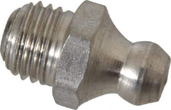 PRO-LUBE - Straight Head Angle, M8x1.0 Metric Stainless Steel Standard Grease Fitting - 9mm Hex - Eagle Tool & Supply