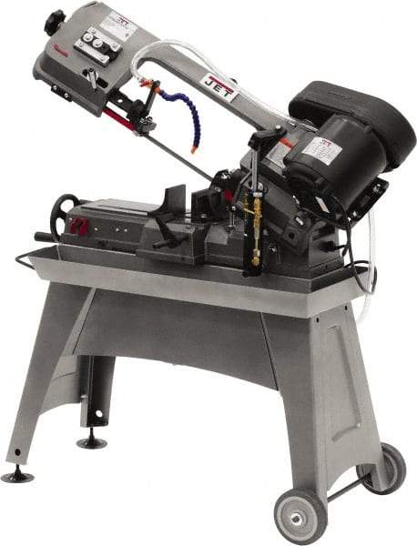 Jet - 5 x 8" Manual Horizontal Bandsaw - 1 Phase, 1/2 hp, 115 Volts, 45° Angle of Vise Rotation, Step Pulley Drive - Eagle Tool & Supply