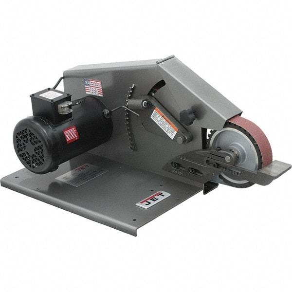 Jet - 72 Inch Long x 2 Inch Wide Belt Grinder - 1 hp, 115/230 Volts, 1750 RPM Disc Speed, Horizontal Belt, 4,600 Ft. per Min Belt Speed - Eagle Tool & Supply