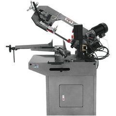 Jet - 8-3/4 x 7" Max Capacity, Manual Geared Head Horizontal Bandsaw - 157 to 314 SFPM Blade Speed, 230 Volts, 45 & 60°, 1.5 hp, 3 Phase - Eagle Tool & Supply