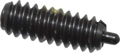 Vlier - 6-32, 3/8" Thread Length, 1/16" Plunger Projection, Steel Threaded Spring Plunger - 0.044 - 0.045" Max Plunger Diam, 3/8" Plunger Length, 1 Lb Init End Force, 1.6 Lb Final End Force - Eagle Tool & Supply
