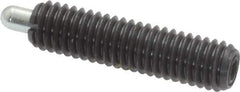Vlier - 10-32, 3/4" Thread Length, 1/8" Plunger Projection, Steel Threaded Spring Plunger - 0.091 - 0.092" Max Plunger Diam, 3/4" Plunger Length, 1.3 Lb Init End Force, 2.7 Lb Final End Force - Eagle Tool & Supply