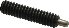 Vlier - 1/4-20, 1" Thread Length, 3/16" Plunger Projection, Steel Threaded Spring Plunger - 0.117 - 0.118" Max Plunger Diam, 1" Plunger Length, 1 Lb Init End Force, 4 Lb Final End Force - Eagle Tool & Supply