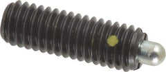 Vlier - 3/8-16, 1-1/8" Thread Length, 3/16" Plunger Projection, Steel Threaded Spring Plunger - 0.186 - 3/16" Max Plunger Diam, 1-1/8" Plunger Length, 2.8 Lb Init End Force, 7.2 Lb Final End Force - Eagle Tool & Supply