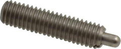 Vlier - 10-32, 3/4" Thread Length, 1/8" Plunger Projection, Stainless Steel Threaded Spring Plunger - 0.091 - 0.092" Max Plunger Diam, 3/4" Plunger Length, 2.9 Lb Init End Force, 11.1 Lb Final End Force - Eagle Tool & Supply