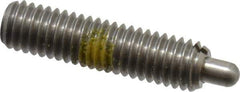 Vlier - 10-32, 3/4" Thread Length, 1/8" Plunger Projection, Stainless Steel Threaded Spring Plunger - 0.091 - 0.092" Max Plunger Diam, 3/4" Plunger Length, 2.9 Lb Init End Force, 11.1 Lb Final End Force - Eagle Tool & Supply