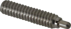 Vlier - 1/4-20, 1" Thread Length, 3/16" Plunger Projection, Stainless Steel Threaded Spring Plunger - 0.117 - 0.118" Max Plunger Diam, 1" Plunger Length, 3 Lb Init End Force, 13 Lb Final End Force - Eagle Tool & Supply