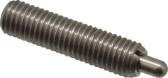 Vlier - 1/4-28, 1" Thread Length, 3/16" Plunger Projection, Stainless Steel Threaded Spring Plunger - 0.117 - 0.118" Max Plunger Diam, 1" Plunger Length, 3 Lb Init End Force, 13 Lb Final End Force - Eagle Tool & Supply