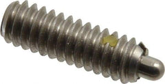 Vlier - 1/4-20, 3/4" Thread Length, 1/8" Plunger Projection, Stainless Steel Threaded Spring Plunger - 0.117 - 0.118" Max Plunger Diam, 3/4" Plunger Length, 2 Lb Init End Force, 9 Lb Final End Force - Eagle Tool & Supply