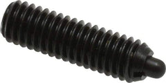 Vlier - M6 x 1.0, 0.787" Thread Length, 0.098" Plunger Projection, Steel Threaded Spring Plunger - 0.106" Max Plunger Diam, 0.787" Plunger Length, 4.05 Lb Init End Force, 11.24 Lb Final End Force - Eagle Tool & Supply