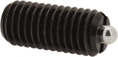 Vlier - M10 x 1.5, 0.866" Thread Length, 0.118" Plunger Projection, Steel Threaded Spring Plunger - 0.157" Max Plunger Diam, 0.866" Plunger Length, 2.02 Lb Init End Force, 7.87 Lb Final End Force - Eagle Tool & Supply