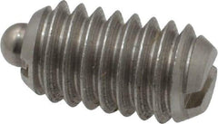 Vlier - 5/16-18, 9/16" Thread Length, 1/12" Plunger Projection, Stainless Steel Threaded Spring Plunger - 0.135" Max Plunger Diam, 0.562" Plunger Length, 3.75 Lb Init End Force, 15.5 Lb Final End Force - Eagle Tool & Supply