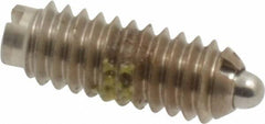 Vlier - 8-32, 7/16" Thread Length, 0.052" Plunger Projection, Stainless Steel Threaded Spring Plunger - 0.07" Max Plunger Diam, 0.437" Plunger Length, 0.5 Lb Init End Force, 1.5 Lb Final End Force - Eagle Tool & Supply