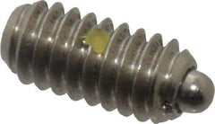 Vlier - 1/4-20, 17/32" Thread Length, 0.078" Plunger Projection, Stainless Steel Threaded Spring Plunger - 0.119" Max Plunger Diam, 0.531" Plunger Length, 1 Lb Init End Force, 3.5 Lb Final End Force - Eagle Tool & Supply