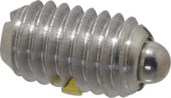 Vlier - 3/8-16, 5/8" Thread Length, 0.11" Plunger Projection, Stainless Steel Threaded Spring Plunger - 0.186" Max Plunger Diam, 0.625" Plunger Length, 1.5 Lb Init End Force, 5 Lb Final End Force - Eagle Tool & Supply