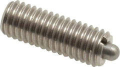 Vlier - M8 x 1.25, 0.866" Thread Length, 0.118" Plunger Projection, Stainless Steel Threaded Spring Plunger - 0.138" Max Plunger Diam, 0.866" Plunger Length, 2.02 Lb Init End Force, 7.87 Lb Final End Force - Eagle Tool & Supply