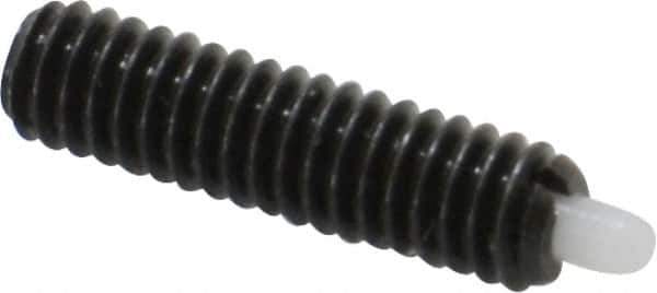 Vlier - 8-32, 5/8" Thread Length, 3/32" Plunger Projection, Steel Threaded Spring Plunger - 0.068 - 0.07" Max Plunger Diam, 5/8" Plunger Length, 2.7 Lb Init End Force, 7.3 Lb Final End Force - Eagle Tool & Supply