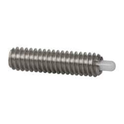 Vlier - 8-32, 5/8" Thread Length, 3/32" Plunger Projection, Stainless Steel Threaded Spring Plunger - 0.068 - 0.07" Max Plunger Diam, 5/8" Plunger Length, 2.7 Lb Init End Force, 7.3 Lb Final End Force - Eagle Tool & Supply