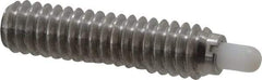 Vlier - 1/4-20, 1" Thread Length, 3/16" Plunger Projection, Stainless Steel Threaded Spring Plunger - 0.116 - 0.118" Max Plunger Diam, 1" Plunger Length, 1 Lb Init End Force, 4 Lb Final End Force - Eagle Tool & Supply