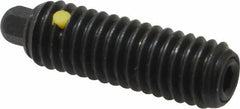 Vlier - 3/8-16, 1-1/8" Thread Length, 3/16" Plunger Projection, Steel Threaded Spring Plunger - 3/16 (Hex)" Max Plunger Diam, 1-1/8" Plunger Length, 2.8 Lb Init End Force, 7.2 Lb Final End Force, 3/16" Hex - Eagle Tool & Supply