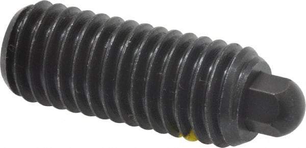 Vlier - 1/2-13, 1-1/4" Thread Length, 1/4" Plunger Projection, Steel Threaded Spring Plunger - 1/4 (Hex)" Max Plunger Diam, 1-1/4" Plunger Length, 6.6 Lb Init End Force, 17.4 Lb Final End Force, 1/4" Hex - Eagle Tool & Supply