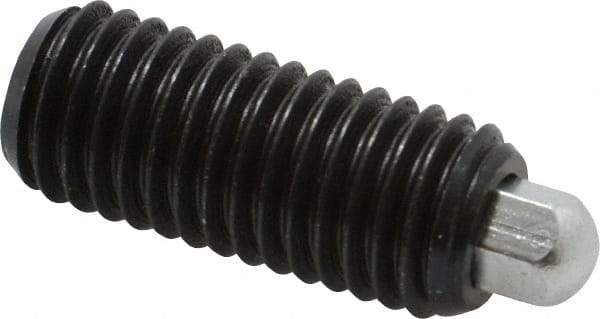 Vlier - 5/8-11, 1-1/2" Thread Length, 5/16" Plunger Projection, Steel Threaded Spring Plunger - 5/16 (Hex)" Max Plunger Diam, 1-1/2" Plunger Length, 3.5 Lb Init End Force, 10.5 Lb Final End Force, 5/16" Hex - Eagle Tool & Supply