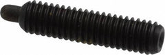 Vlier - 10-32, 3/4" Thread Length, 1/8" Plunger Projection, Steel Threaded Spring Plunger - 0.091 - 0.092" Max Plunger Diam, 3/4" Plunger Length, 2.9 Lb Init End Force, 11.1 Lb Final End Force, 0.063" Hex - Eagle Tool & Supply