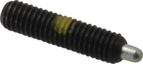 Vlier - 10-32, 3/4" Thread Length, 1/8" Plunger Projection, Steel Threaded Spring Plunger - 0.091 - 0.092" Max Plunger Diam, 3/4" Plunger Length, 1.3 Lb Init End Force, 2.7 Lb Final End Force, 0.063" Hex - Eagle Tool & Supply