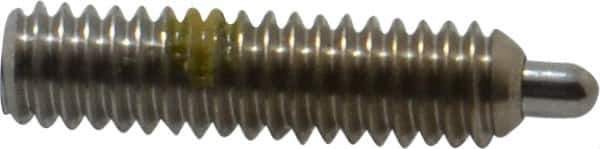 Vlier - 8-32, 5/8" Thread Length, 3/32" Plunger Projection, Stainless Steel Threaded Spring Plunger - 0.069 - 0.07" Max Plunger Diam, 5/8" Plunger Length, 2.7 Lb Init End Force, 7.3 Lb Final End Force, 0.063" Hex - Eagle Tool & Supply