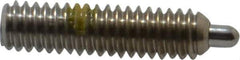 Vlier - 8-32, 5/8" Thread Length, 3/32" Plunger Projection, Stainless Steel Threaded Spring Plunger - 0.069 - 0.07" Max Plunger Diam, 5/8" Plunger Length, 2.7 Lb Init End Force, 7.3 Lb Final End Force, 0.063" Hex - Eagle Tool & Supply