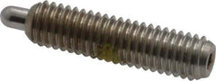 Vlier - 10-32, 3/4" Thread Length, 1/8" Plunger Projection, Stainless Steel Threaded Spring Plunger - 0.091 - 0.092" Max Plunger Diam, 3/4" Plunger Length, 2.9 Lb Init End Force, 11.1 Lb Final End Force, 0.063" Hex - Eagle Tool & Supply