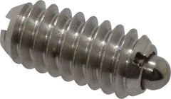 Vlier - 1/4-20, 17/32" Thread Length, 0.078" Plunger Projection, Stainless Steel Threaded Spring Plunger - 0.119" Max Plunger Diam, 0.531" Plunger Length, 3 Lb Init End Force, 10.5 Lb Final End Force - Eagle Tool & Supply