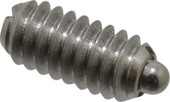 Vlier - 1/4-20, 17/32" Thread Length, 0.078" Plunger Projection, Stainless Steel Threaded Spring Plunger - 0.119" Max Plunger Diam, 0.531" Plunger Length, 1 Lb Init End Force, 3.5 Lb Final End Force - Eagle Tool & Supply