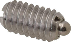 Vlier - 5/16-18, 9/16" Thread Length, 1/12" Plunger Projection, Stainless Steel Threaded Spring Plunger - 0.135" Max Plunger Diam, 0.562" Plunger Length, 1.25 Lb Init End Force, 4 Lb Final End Force - Eagle Tool & Supply
