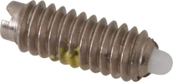 Vlier - 8-32, 7/16" Thread Length, 0.052" Plunger Projection, Steel Threaded Spring Plunger - 0.07" Max Plunger Diam, 0.437" Plunger Length, 0.5 Lb Init End Force, 1.5 Lb Final End Force - Eagle Tool & Supply