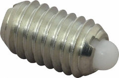 Vlier - 3/8-16, 5/8" Thread Length, 0.11" Plunger Projection, Steel Threaded Spring Plunger - 0.186" Max Plunger Diam, 0.625" Plunger Length, 4.5 Lb Init End Force, 18.5 Lb Final End Force - Eagle Tool & Supply