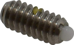 Vlier - 1/4-20, 17/32" Thread Length, 0.078" Plunger Projection, Stainless Steel Threaded Spring Plunger - 0.119" Max Plunger Diam, 0.531" Plunger Length, 3 Lb Init End Force, 10.5 Lb Final End Force - Eagle Tool & Supply