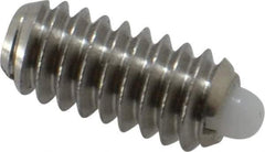 Vlier - 1/4-20, 17/32" Thread Length, 0.078" Plunger Projection, Stainless Steel Threaded Spring Plunger - 0.119" Max Plunger Diam, 0.531" Plunger Length, 1 Lb Init End Force, 3.5 Lb Final End Force - Eagle Tool & Supply