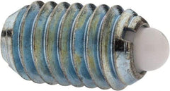 Vlier - 3/8-16, 5/8" Thread Length, 0.11" Plunger Projection, Stainless Steel Threaded Spring Plunger - 0.186" Max Plunger Diam, 0.625" Plunger Length, 4.5 Lb Init End Force, 18.5 Lb Final End Force - Eagle Tool & Supply