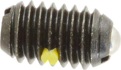 Vlier - 3/8-16, 0.188" Ball Diam, 0.625" Body Length, 0.048" Max Ball Reach, Threaded Ball Plunger - Steel Body, Steel Ball, 5 Lb Initial End Force, 10 Lb Final End Force, Locking Element - Eagle Tool & Supply
