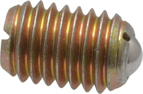 Vlier - 1/2-13, 0.281" Ball Diam, 0.75" Body Length, 0.072" Max Ball Reach, Threaded Ball Plunger - Steel Body, Steel Ball, 6 Lb Initial End Force, 30 Lb Final End Force - Eagle Tool & Supply