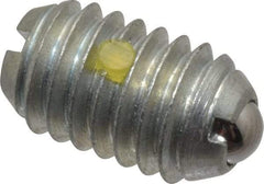 Vlier - 3/8-16, 0.188" Ball Diam, 0.625" Body Length, 0.048" Max Ball Reach, Threaded Ball Plunger - Steel Body, Steel Ball, 2.5 Lb Initial End Force, 5 Lb Final End Force, Locking Element - Eagle Tool & Supply